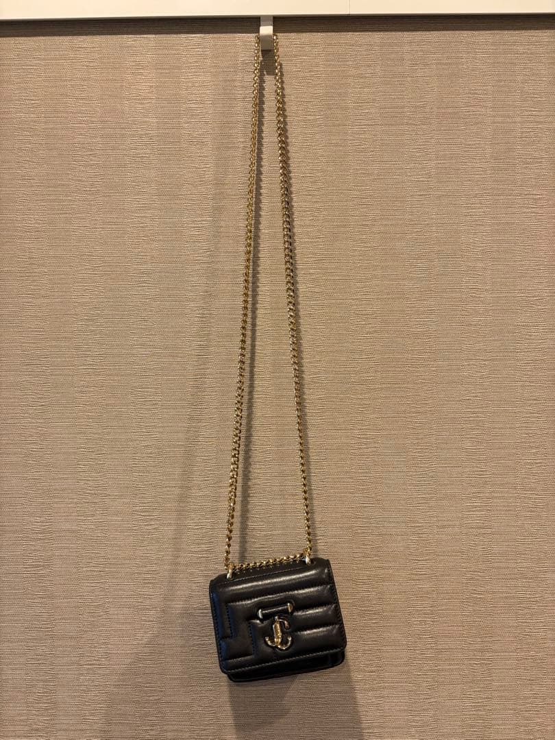 JIMMY CHOO ブラックレザーショルダーバッグ