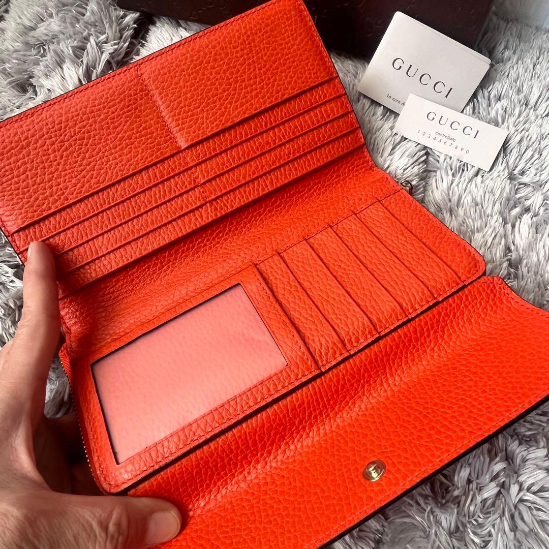 極美品✨GUCCI 大容量　インターロッキング　シボレザー　ラウンドジップ