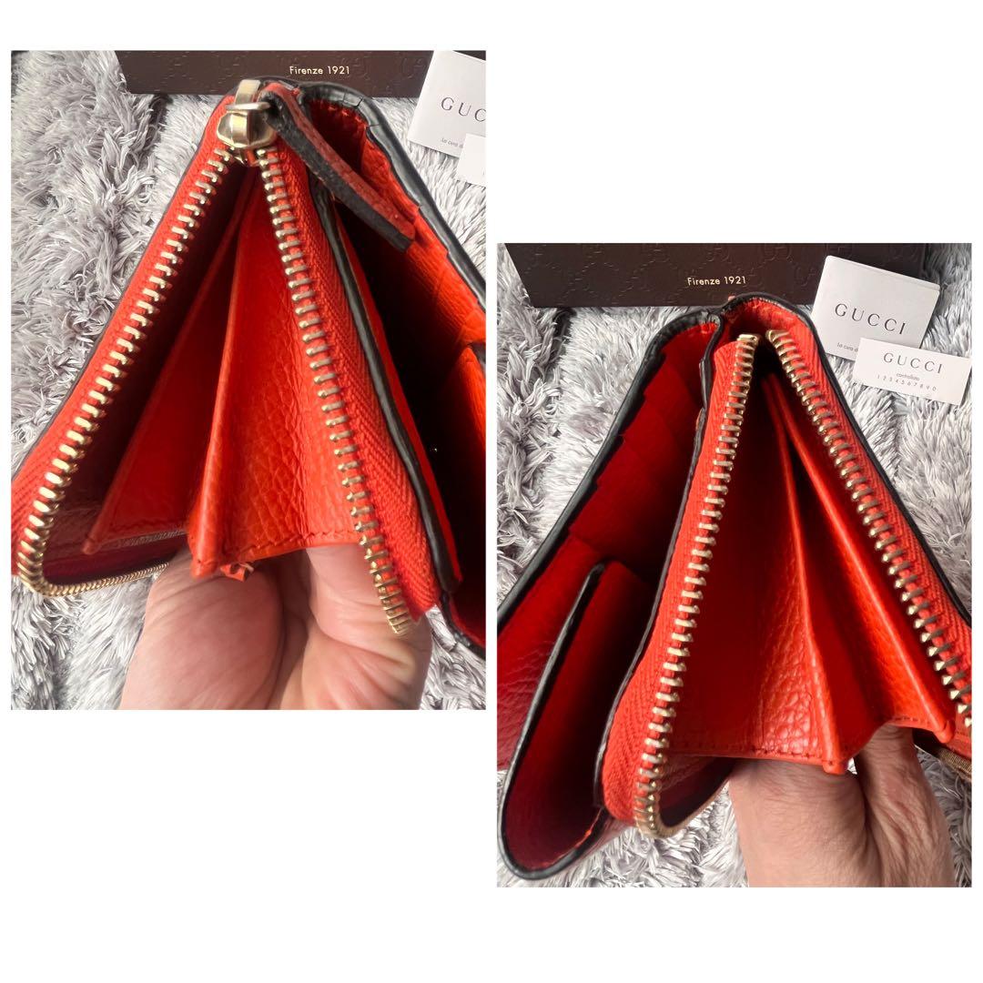 極美品✨GUCCI 大容量　インターロッキング　シボレザー　ラウンドジップ