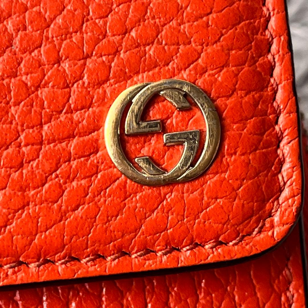 極美品✨GUCCI 大容量　インターロッキング　シボレザー　ラウンドジップ
