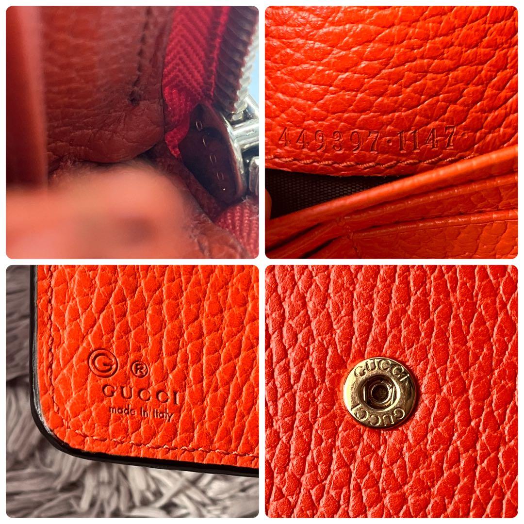 極美品✨GUCCI 大容量　インターロッキング　シボレザー　ラウンドジップ