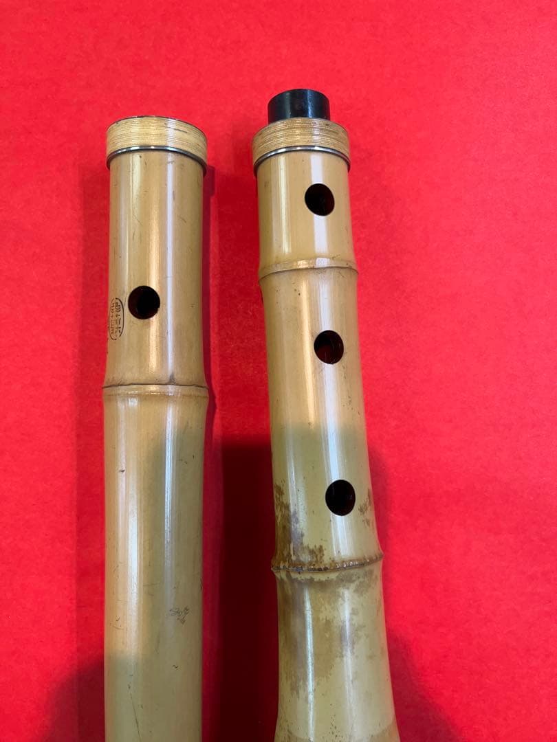 ば*か様 尺八 一尺八寸菅　精華 篁山調 二印　籐巻　銀三線