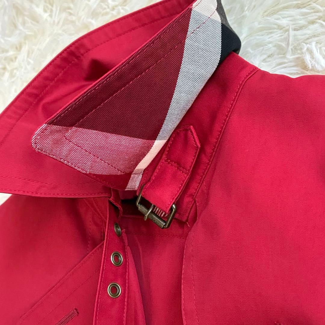 美品 ブルーレーベルクレストブリッジ ライナー付トレンチコート ノバチェック　赤