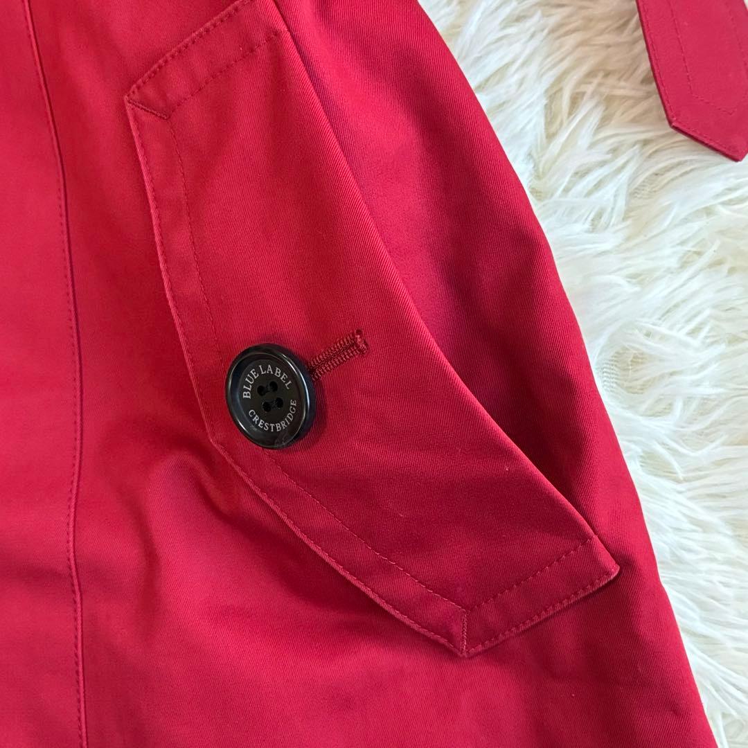 美品 ブルーレーベルクレストブリッジ ライナー付トレンチコート ノバチェック　赤