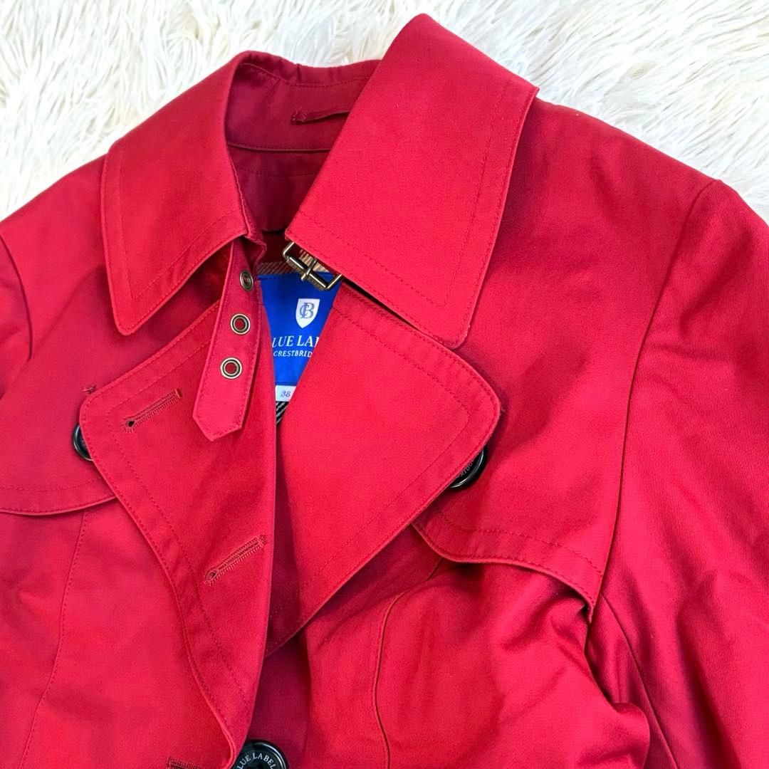 美品 ブルーレーベルクレストブリッジ ライナー付トレンチコート ノバチェック　赤