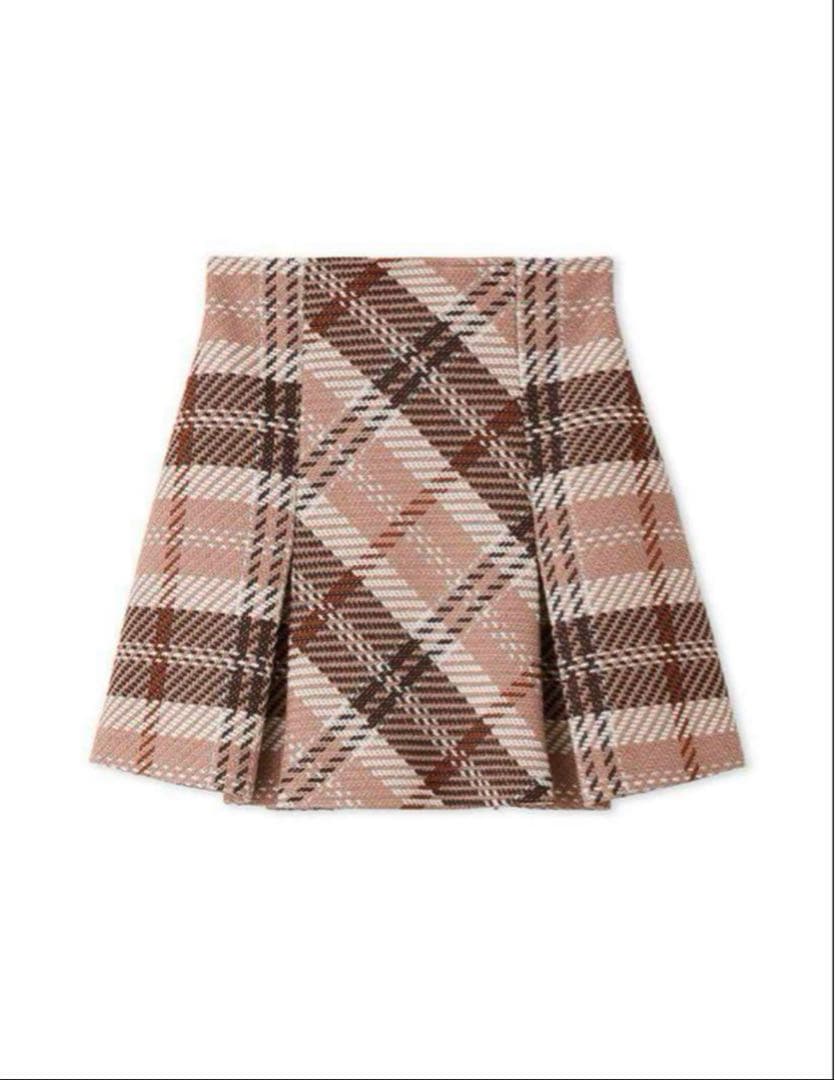 SNIDEL ロービングチェックミニスカート ピンク 0