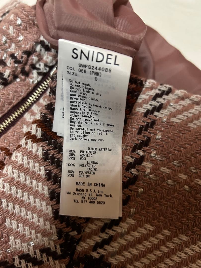 SNIDEL ロービングチェックミニスカート ピンク 0