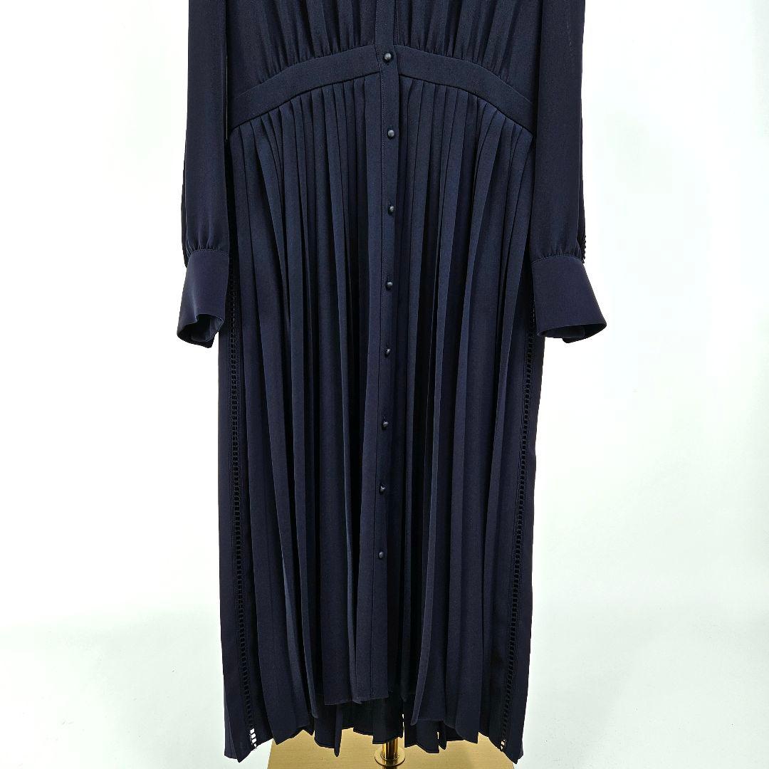 【未使用】マックスマーラ　プリーツ　ワンピース　ダークネイビー　レース　46