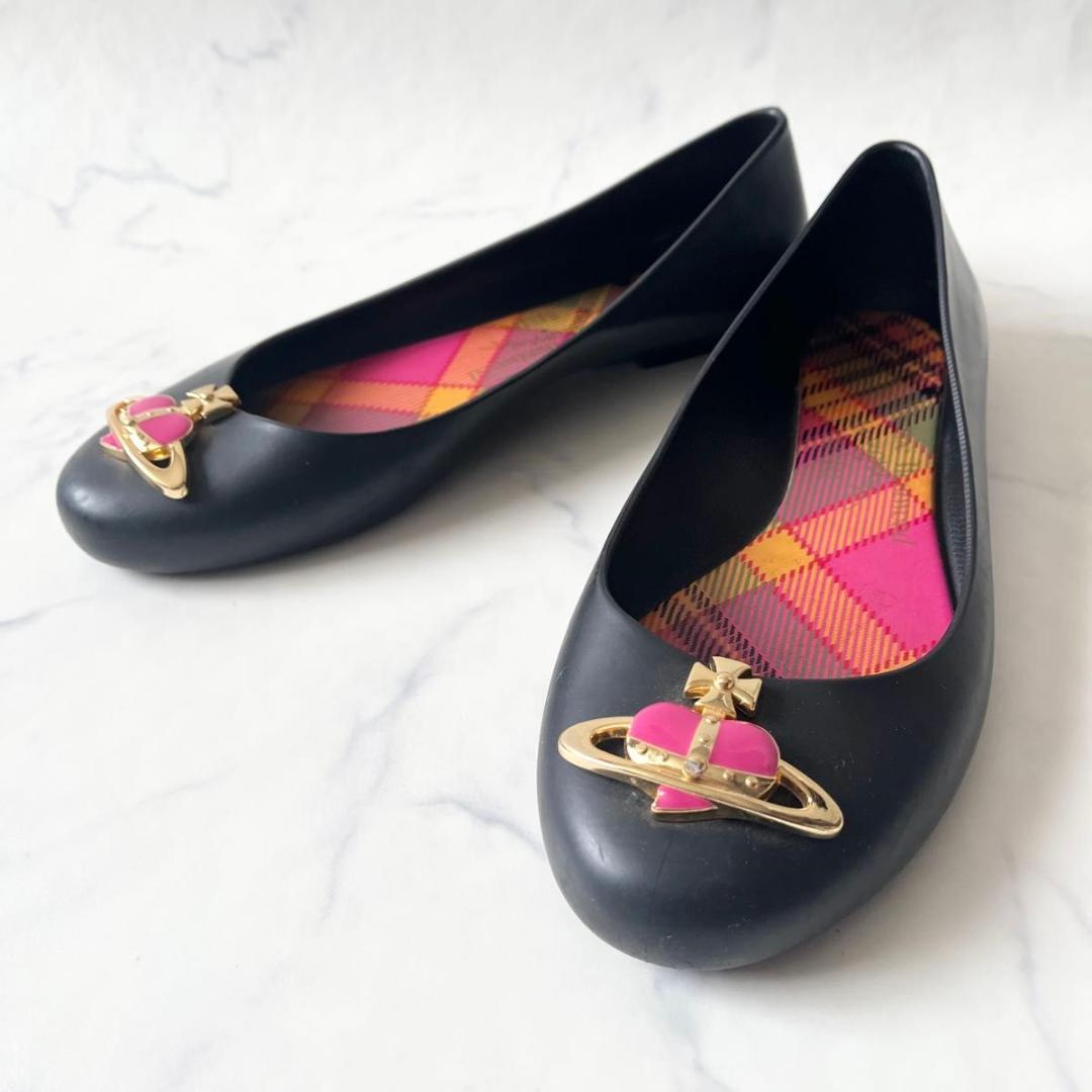 ヴィヴィアンウエストウッド フラットシューズ レザー 黒 23cm