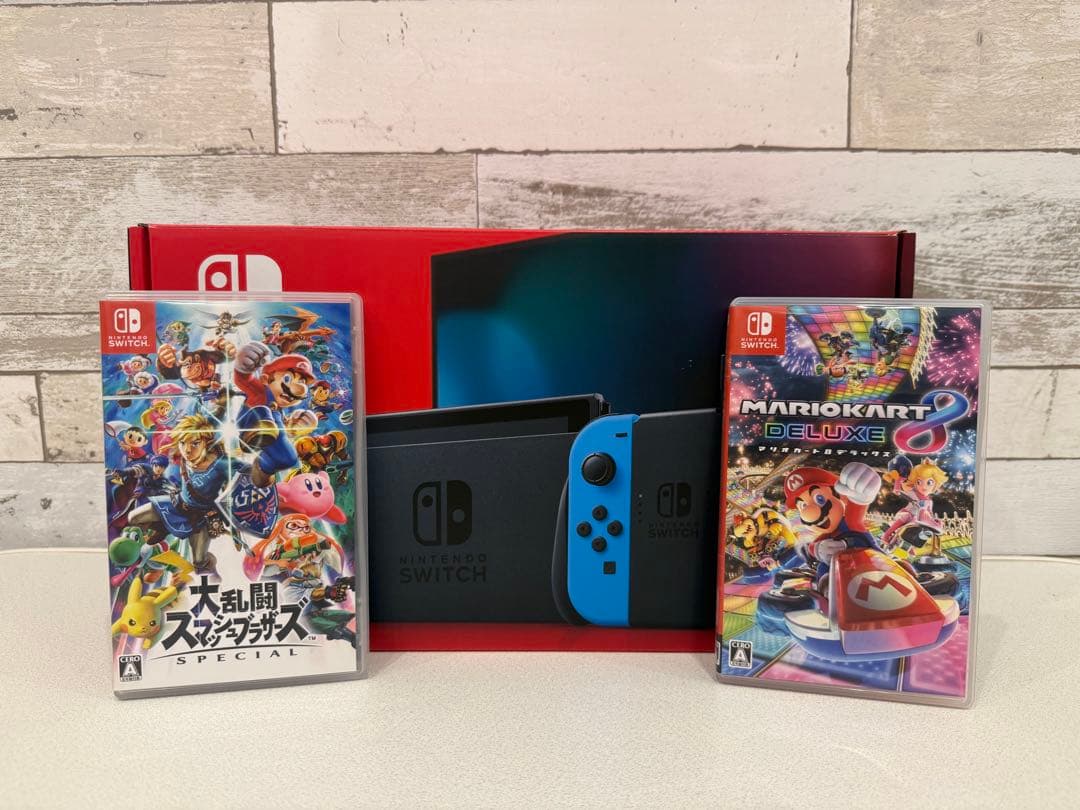 Nintendo Switch 本体 青/赤ジョイコン ゲーム2本付き