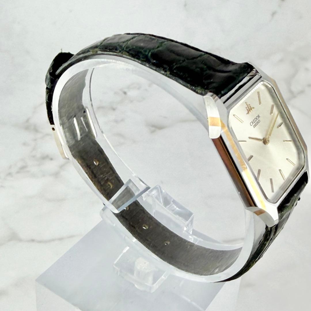 【新品電池】 セイコー クレドール シルバー文字盤 8420-5370 スクエア