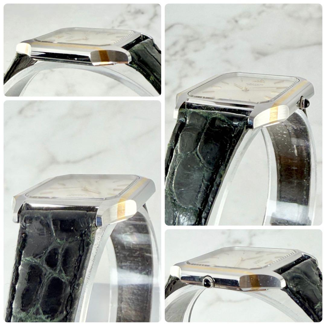 【新品電池】 セイコー クレドール シルバー文字盤 8420-5370 スクエア