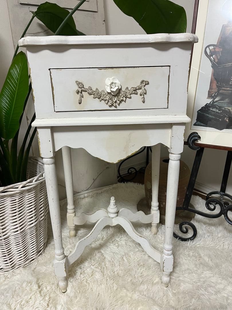 フランス　サイドテーブル　コンソール　シャビー　ブロカント