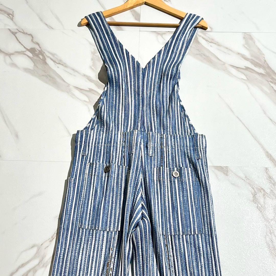 美品✨PLEATS PLEASEオーバーオール プリーツ ヒッコリーストライプ