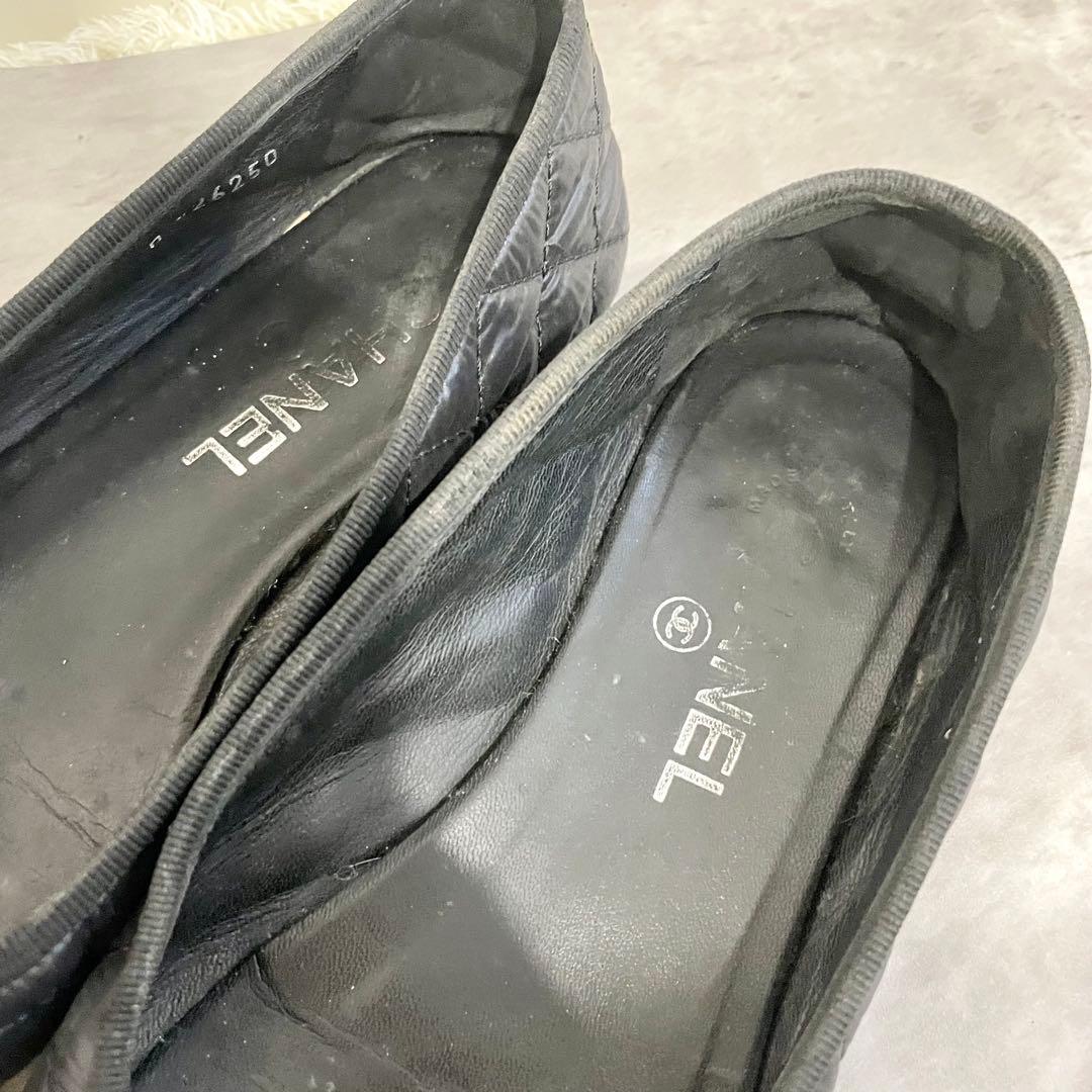 CHANEL バレエシューズ リボン ココマーク 36 1/2 ブラック 23㎝