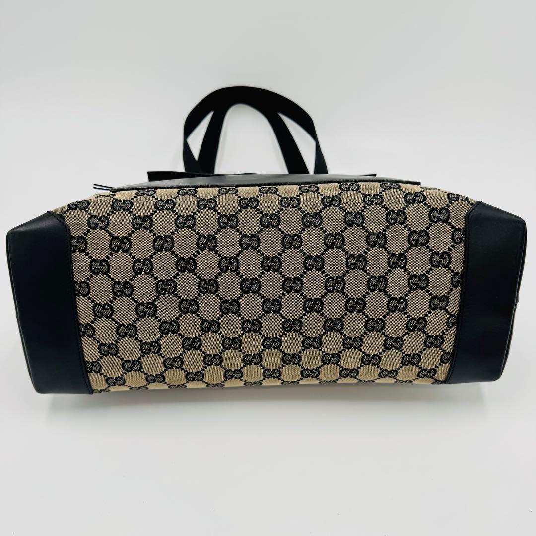 グッチ GGキャンバス レザー トートバッグ 肩掛け A4収納可能 ブラック