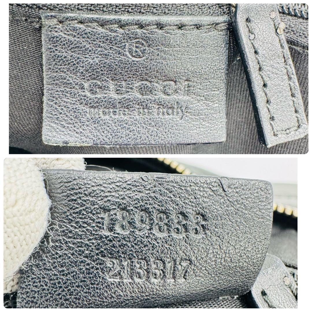 グッチ GGキャンバス レザー トートバッグ 肩掛け A4収納可能 ブラック