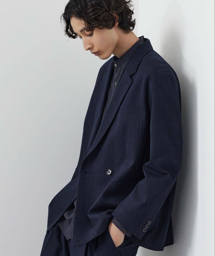 S*9様 プラステ　プレシャスニットメルトンダブルブレストジャケット Ｌ　ネイビ