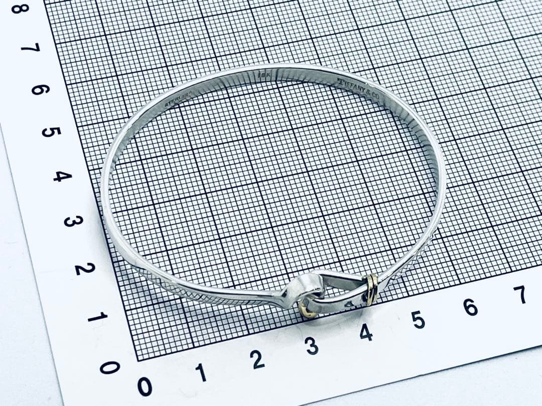 h482 ティファニー　フック&アイ　コンビ　バングル　750/925 k18