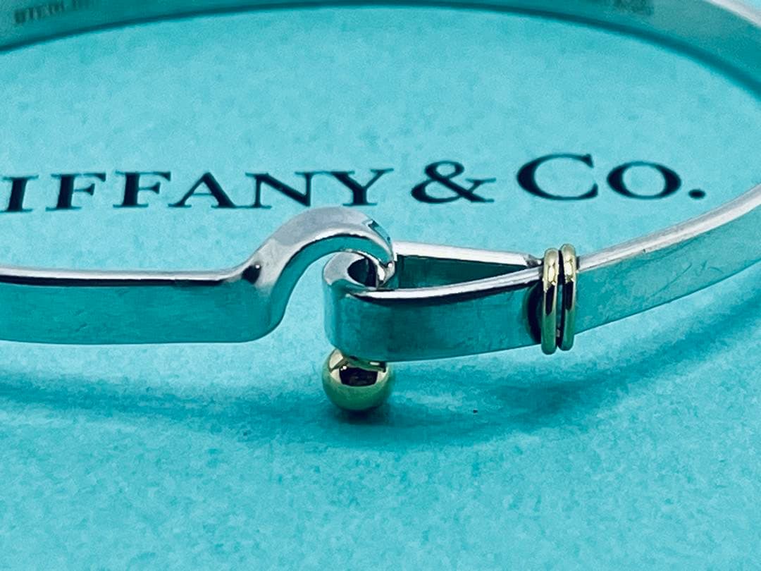 h482 ティファニー　フック&アイ　コンビ　バングル　750/925 k18
