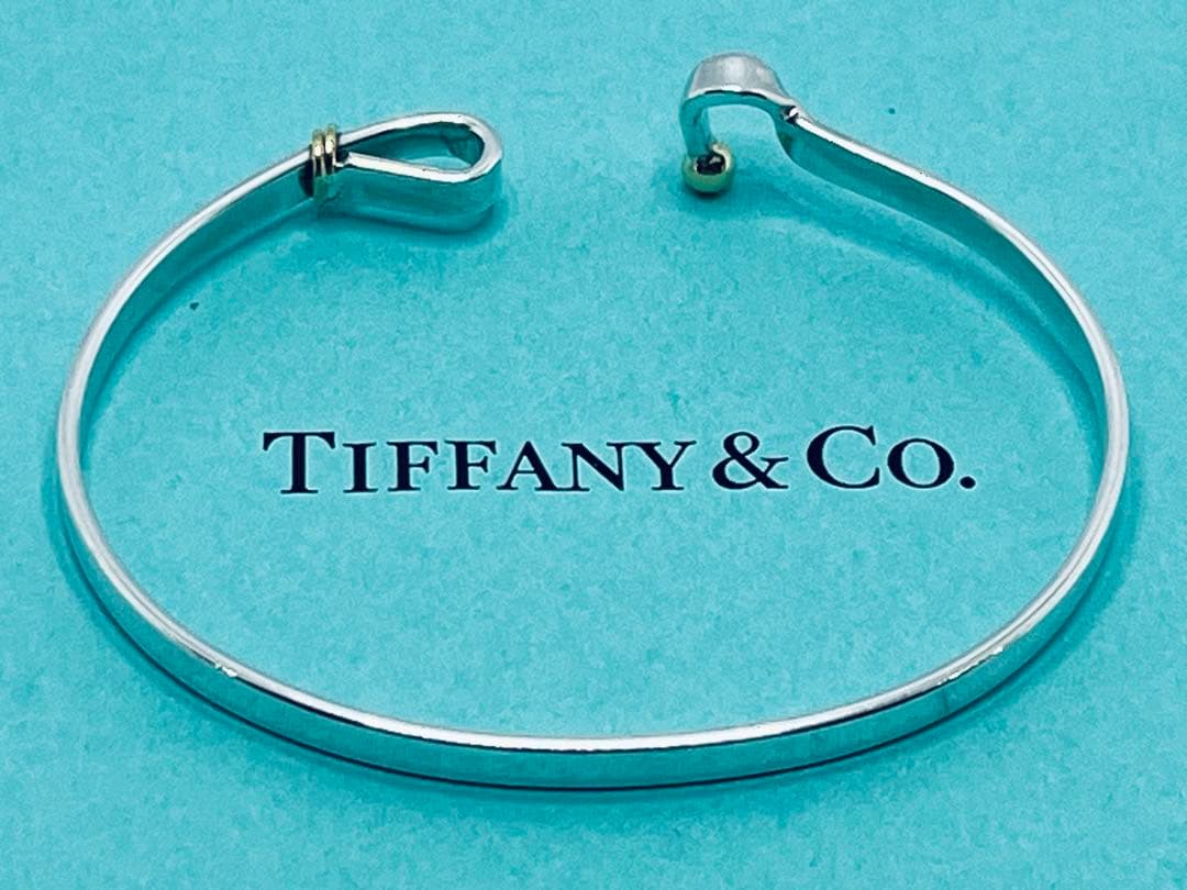 h482 ティファニー　フック&アイ　コンビ　バングル　750/925 k18