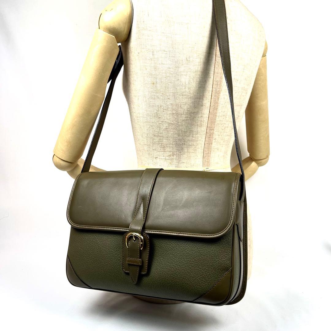 グッチ　ショルダーバッグ　ビンテージ　レザー　極美品　レディース　希少色