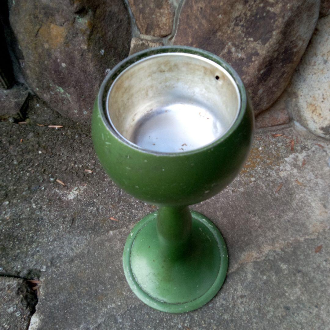 【希少】スタンド灰皿　昭和レトロ　レアなウグイスグリーン　アンティーク