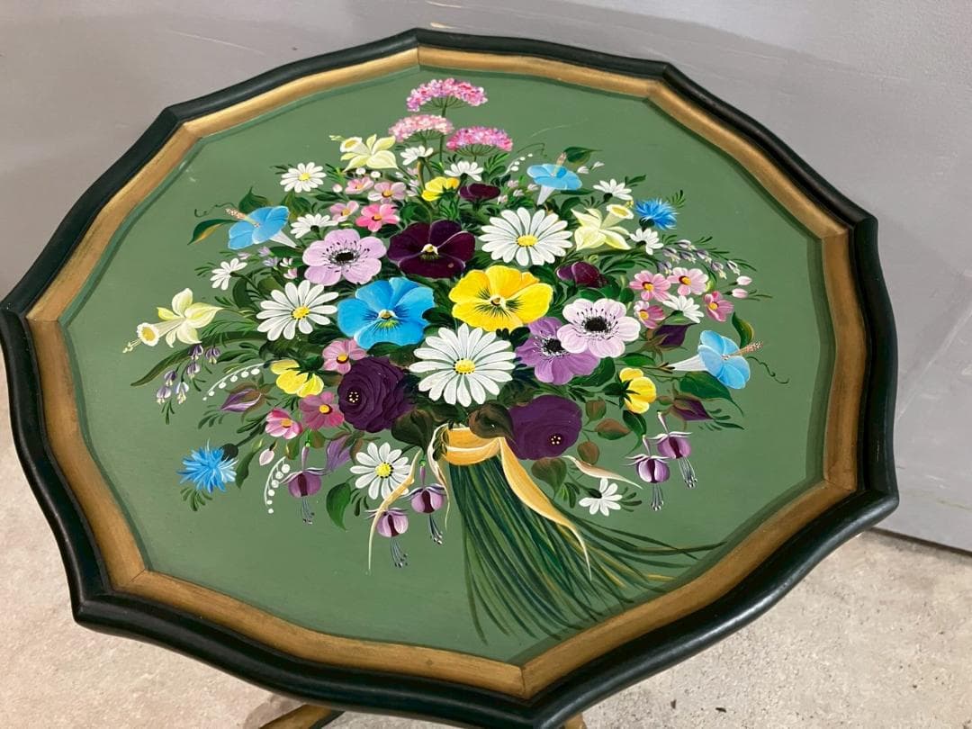 トールペイント サイドテーブル ナイトテーブル ワインテーブル 花台 RW85