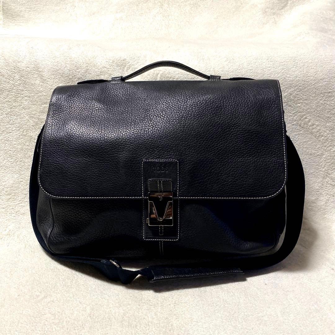 ✨希少✨TOD'S ブラックフラップ式 2WAY ショルダーバッグ　ヌメ革　黒