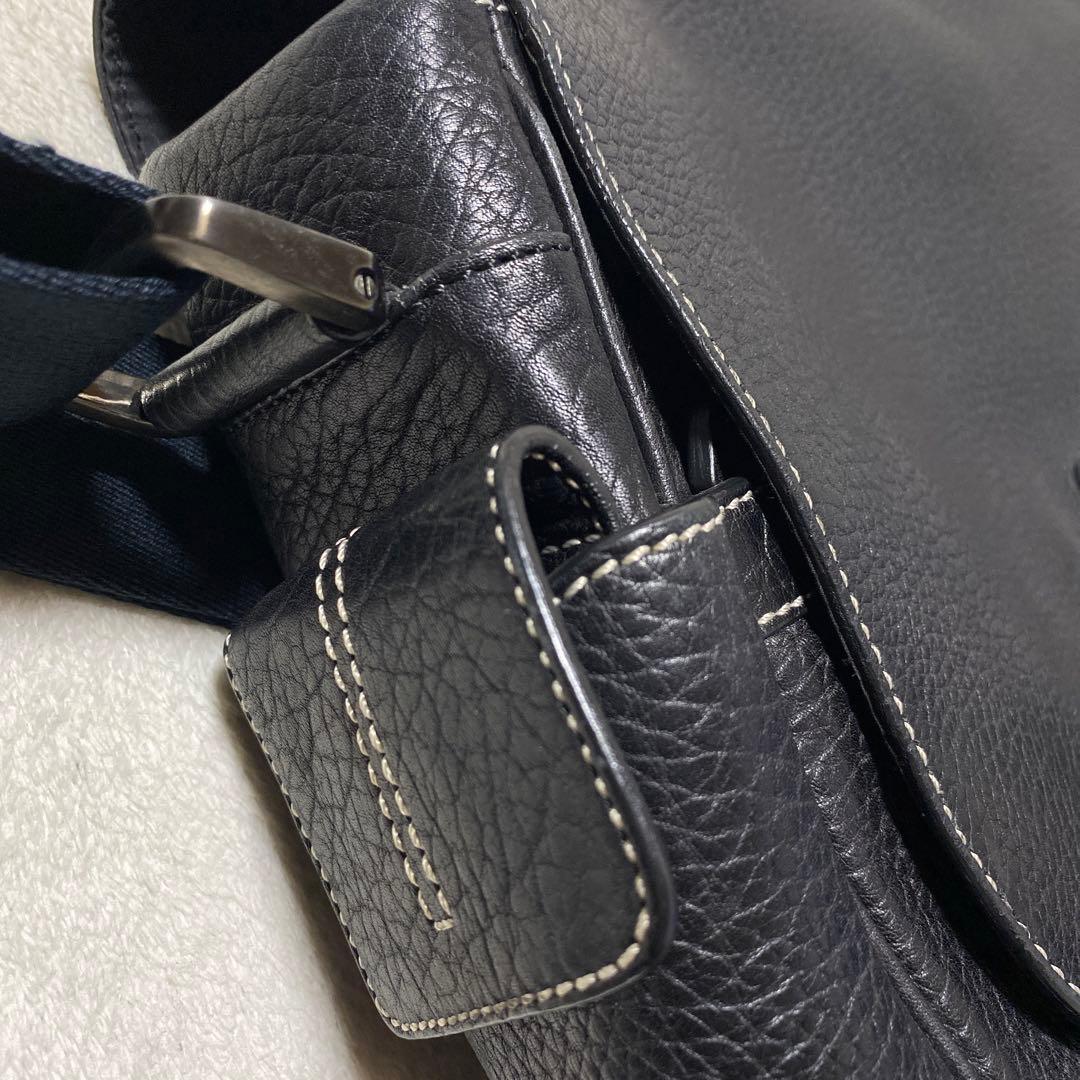 ✨希少✨TOD'S ブラックフラップ式 2WAY ショルダーバッグ　ヌメ革　黒