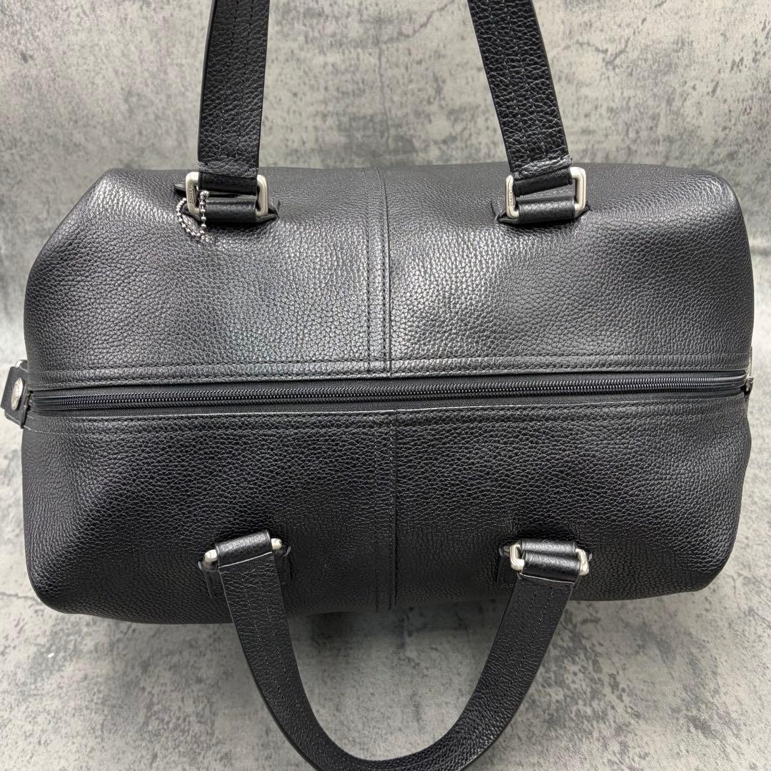 2way コーチ ボストンバッグ シボ革 斜め掛け トラベル 黒 大容量 旅行