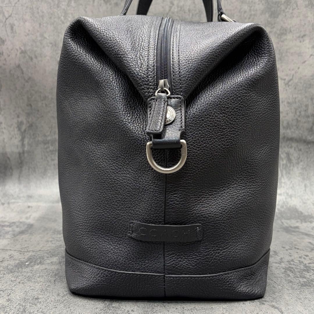 2way コーチ ボストンバッグ シボ革 斜め掛け トラベル 黒 大容量 旅行