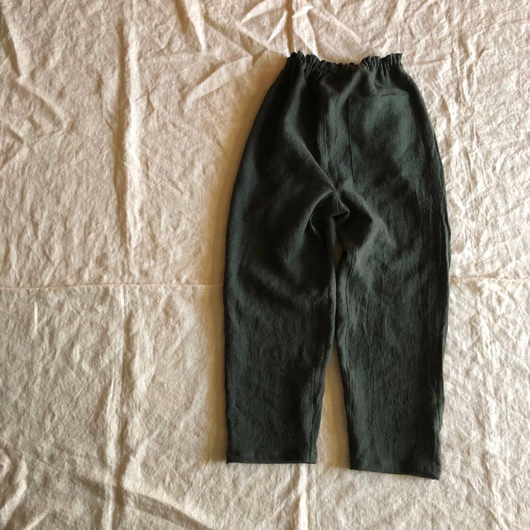 リネンウールのもんぺ　カーキグリーン