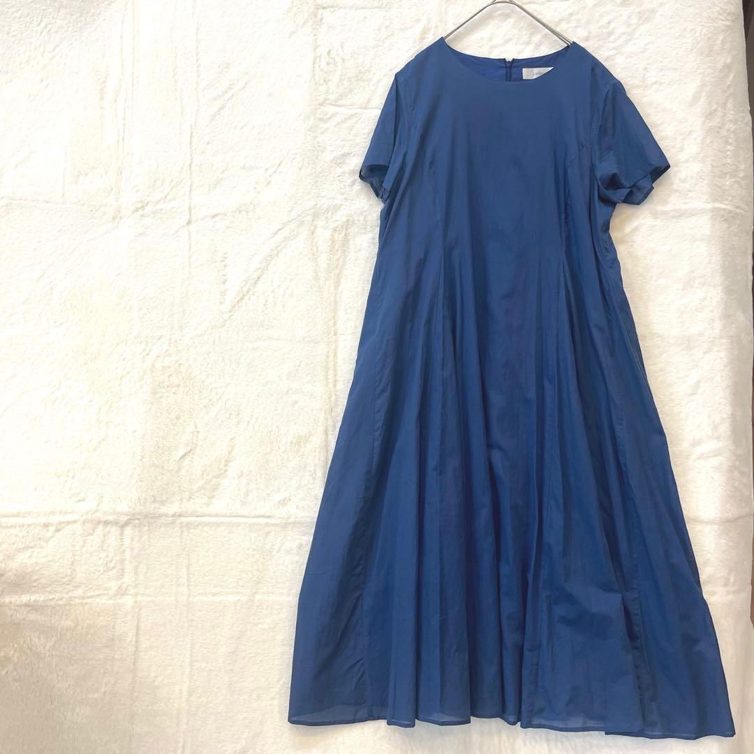 レリアン プラスハウス 13+ 13号 大きいサイズ 半袖 ロングワンピース 紺
