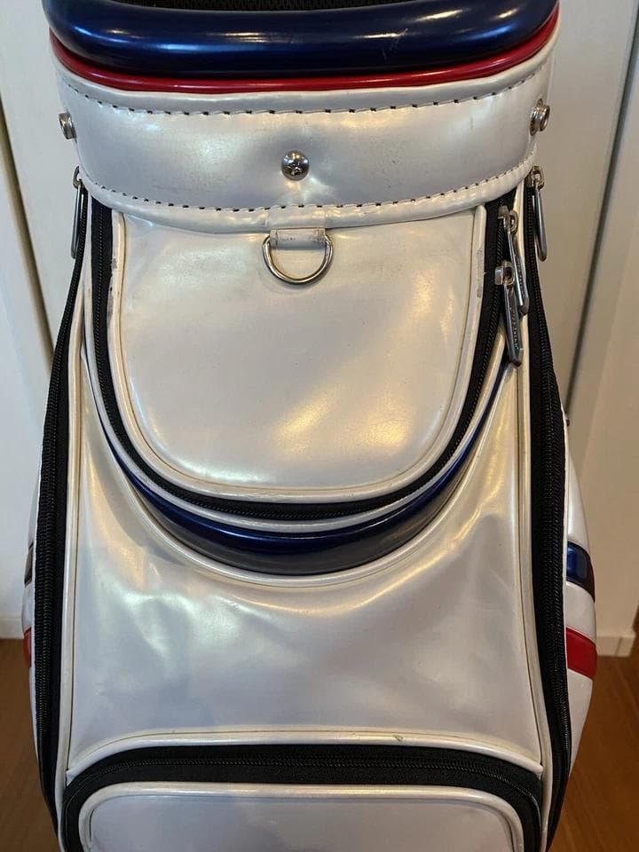 タイトリスト エナメル ゴルフバッグ カート キャディバッグ　青/赤ライン