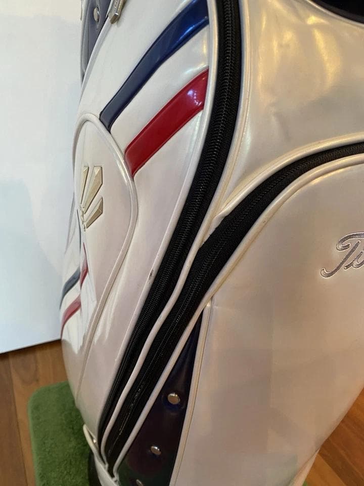 タイトリスト エナメル ゴルフバッグ カート キャディバッグ　青/赤ライン