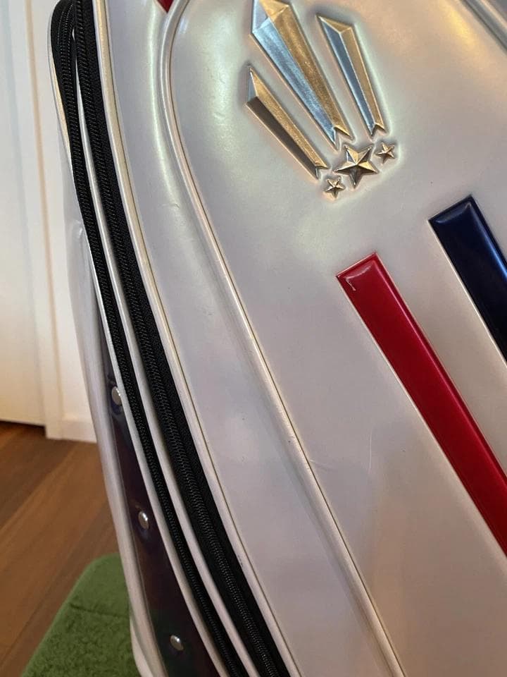 タイトリスト エナメル ゴルフバッグ カート キャディバッグ　青/赤ライン