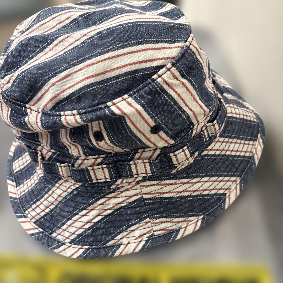リアルマッコイズ ストライプ バケット ハット ネイビー