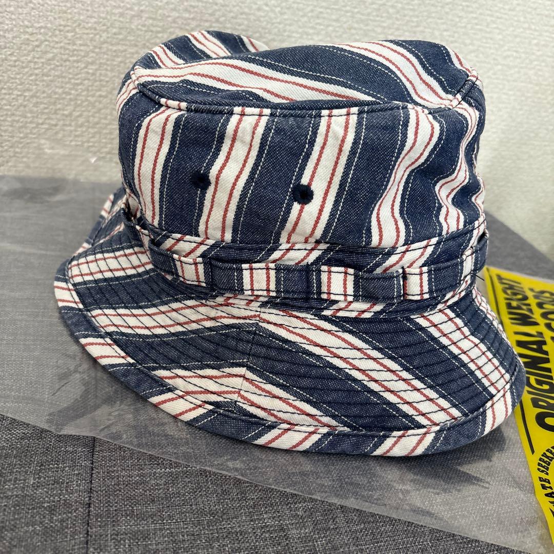 リアルマッコイズ ストライプ バケット ハット ネイビー