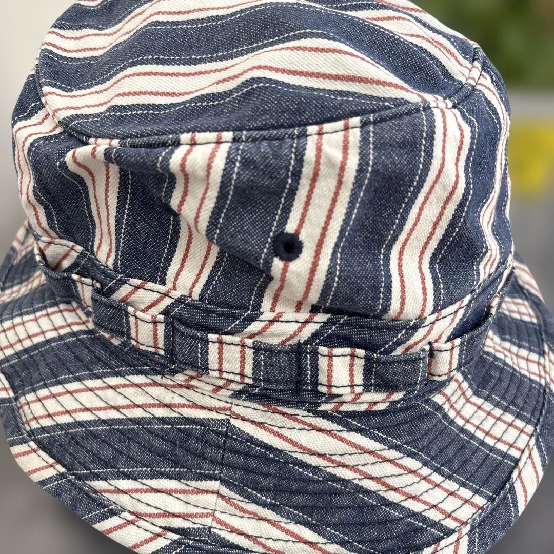 リアルマッコイズ ストライプ バケット ハット ネイビー