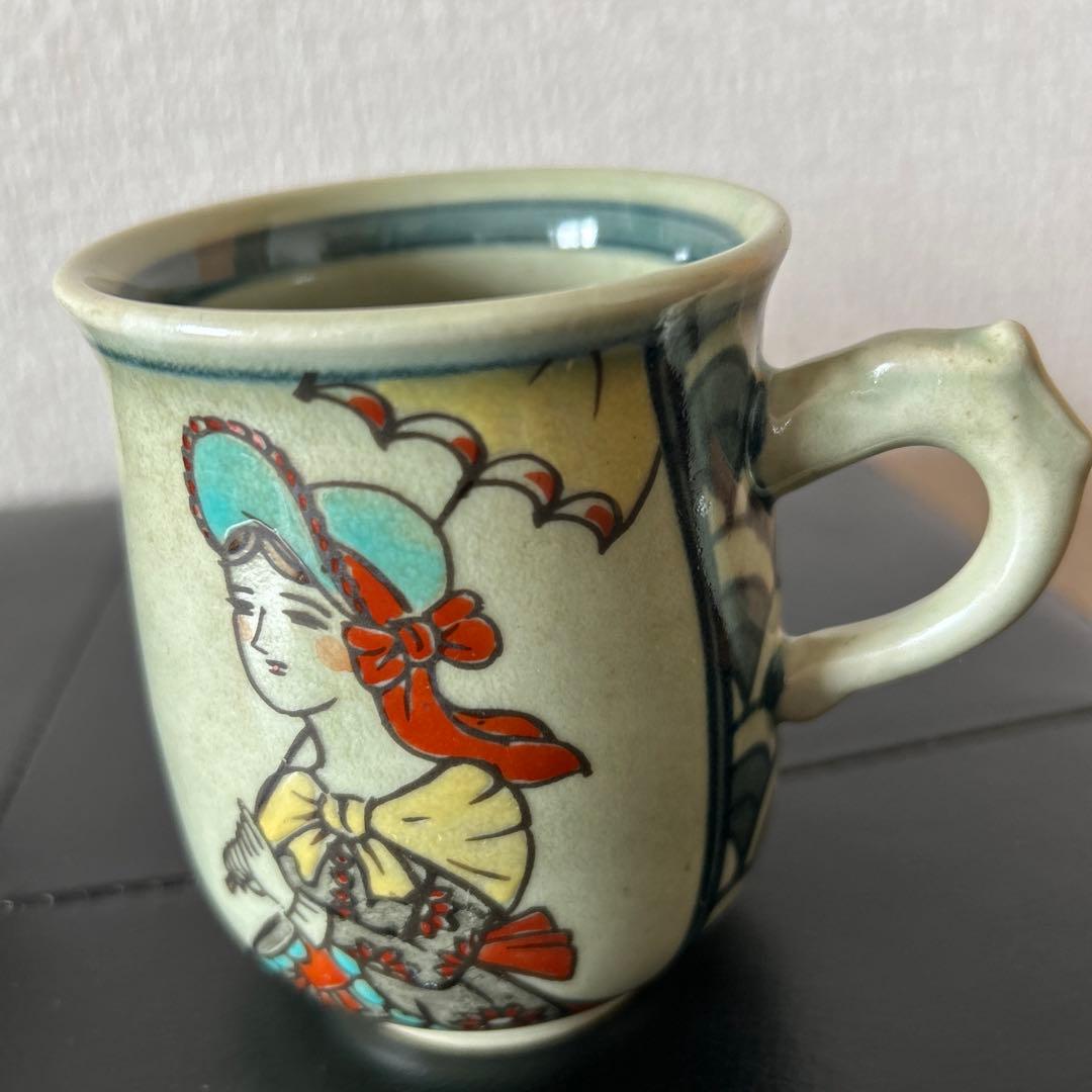 有田焼 古伊万里様式 南蛮人図柄 マグカップ　2客セット