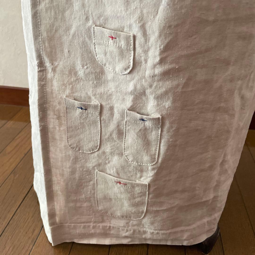 アンティーク　リネン　エプロン