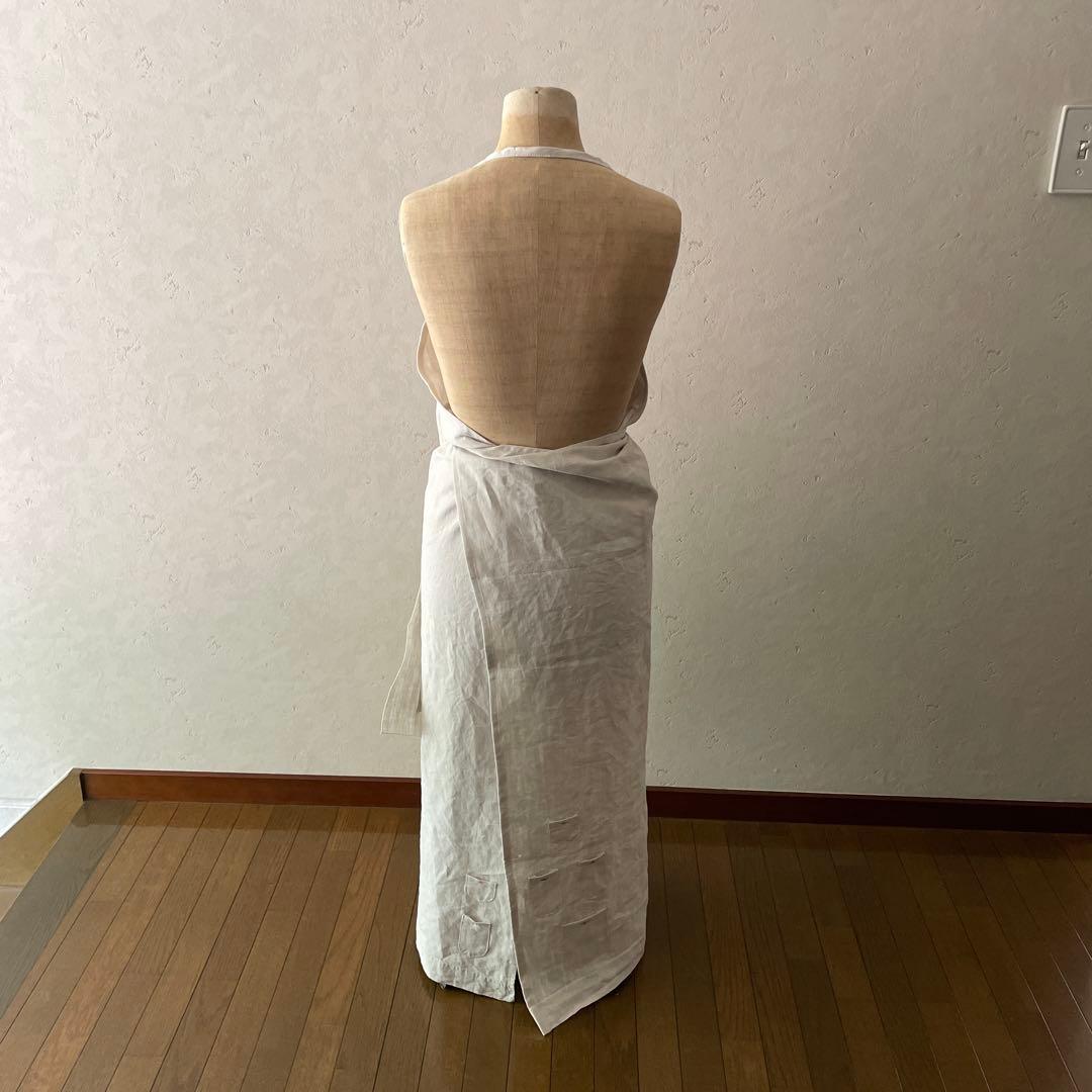アンティーク　リネン　エプロン