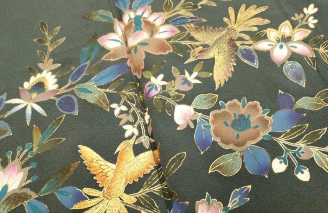 4点フルセット　正絹訪問着　袋帯　帯揚げ　帯締め