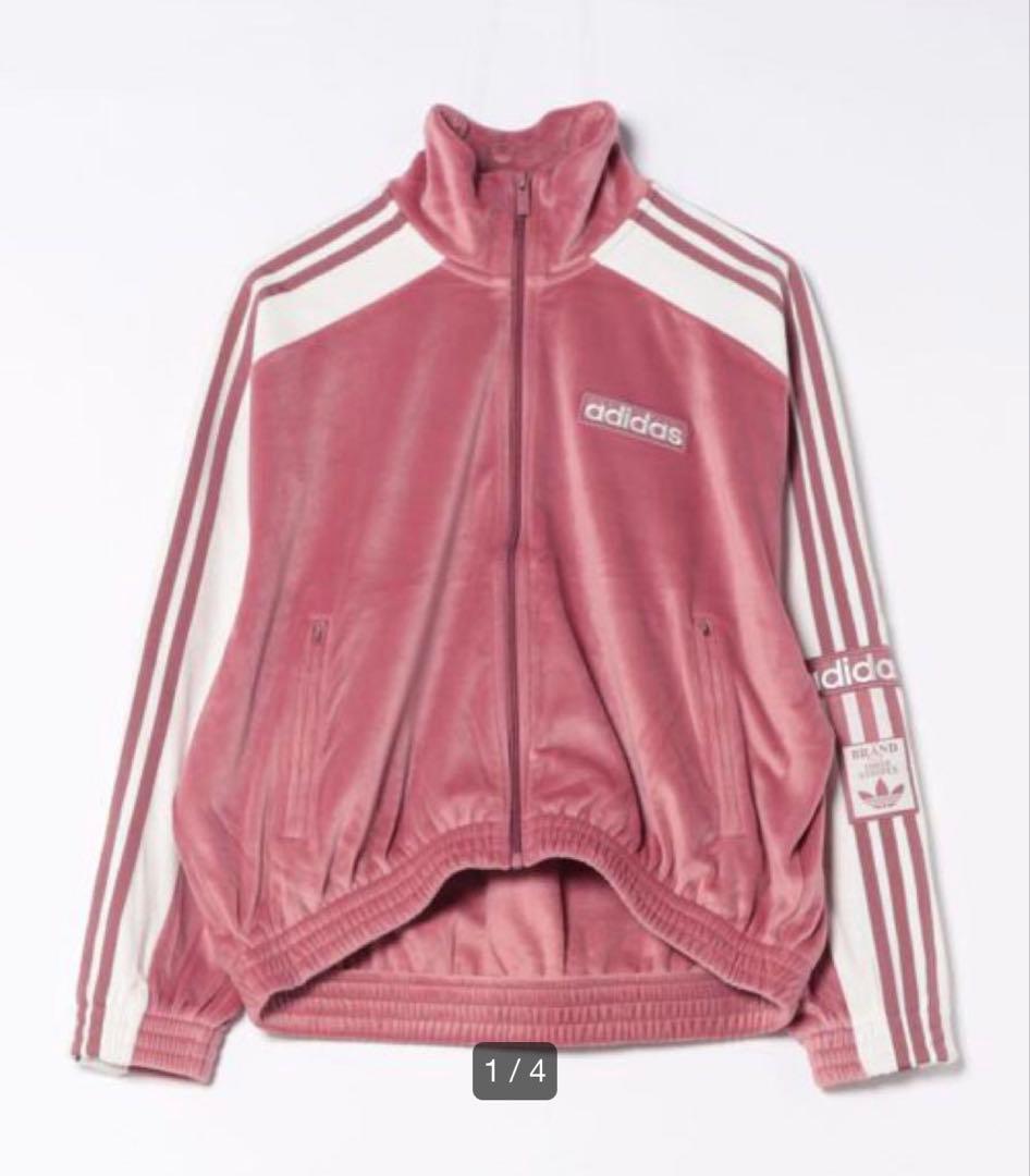 adidas ベルベット ジャケット ピンクLサイズ