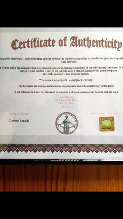 ロナウド 直筆サインパネル 証明付 ^_^