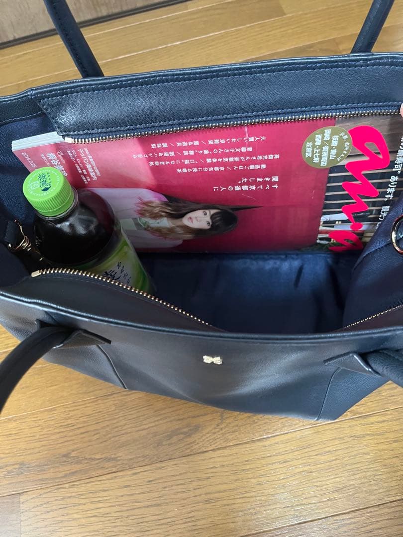 サザビー SAZABY レザー ラージサイズ トートバッグ ネイビー