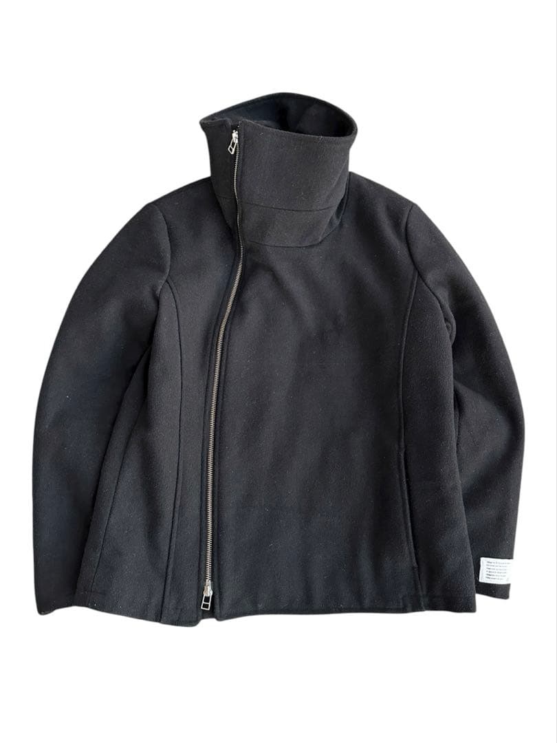 ジャケット・アウター high neck diagonal zip wool jacket