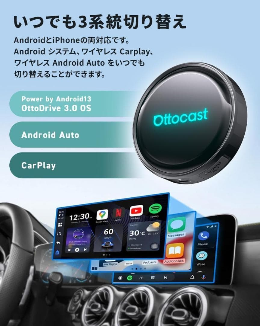 新品 Ottocast P3 PRO AI音声制御 CarPlay AIボックス