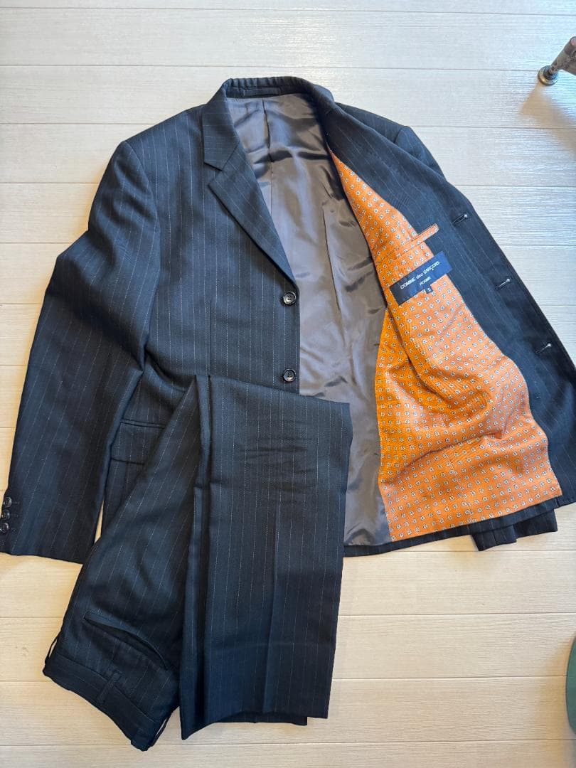 Sサイズ コムデギャルソン オム ウール スーツ セットアップ ストライプ